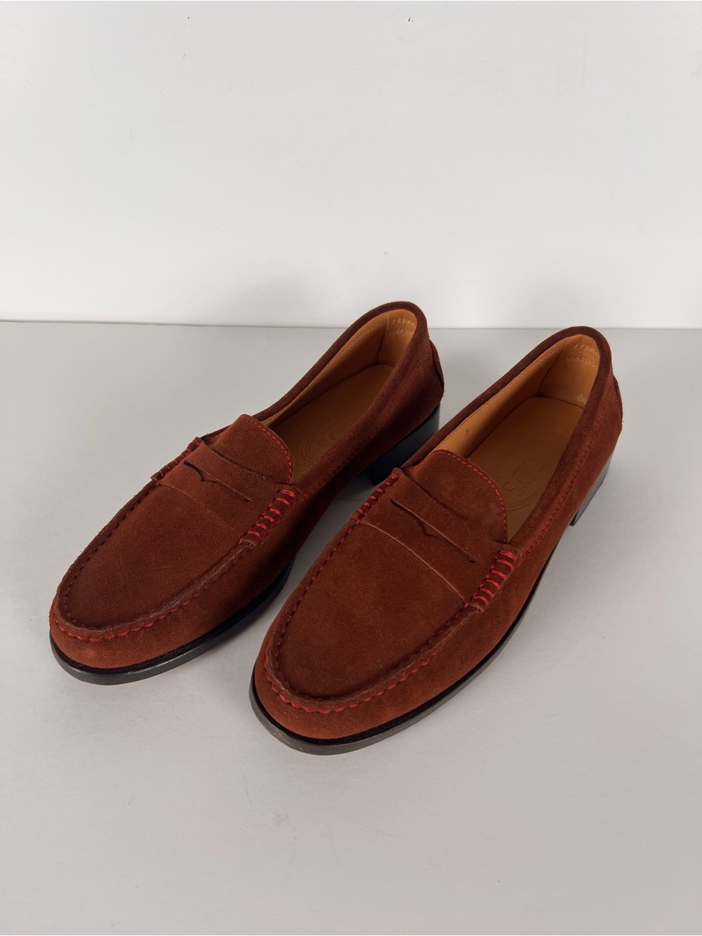 TOD'S Suede Driving Loafers Rust Brown Slip-On Shoes Women's 7 - Picture 12 of 12